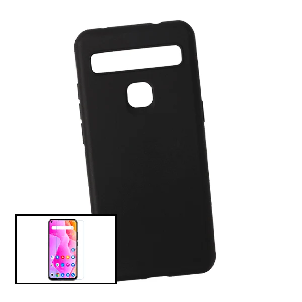 Kit Vidro Premium Full Cover + Capa Silicone Líquido para TCL 10L