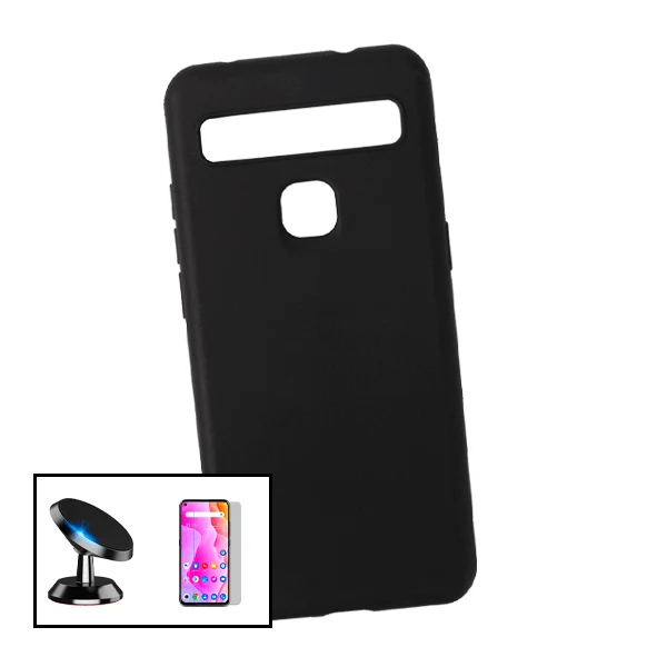 Kit Vidro Premium Full Cover + Capa Silicone Líquido + Suporte Magnético de Carro para TCL 10L