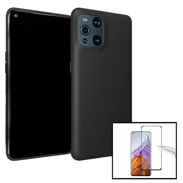 Kit Vidro Premium Full Cover + Capa SlimShield para Oppo Find X3 Pro - Preto