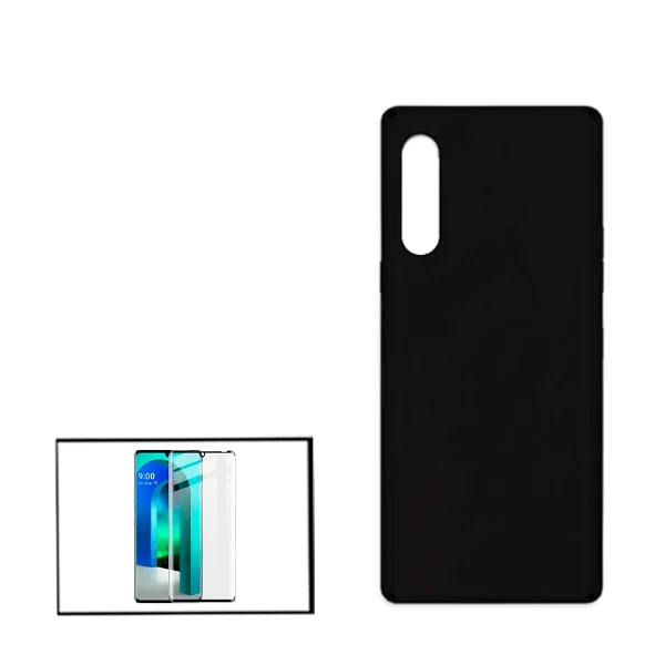 Kit Vidro Premium Full Cover + Capa Silicone Líquido para LG Velvet 5G UW