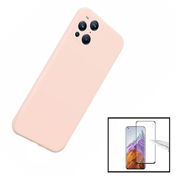 Kit Vidro Premium Full Cover + Capa SlimShield para Oppo Find X3 Pro - Rosa