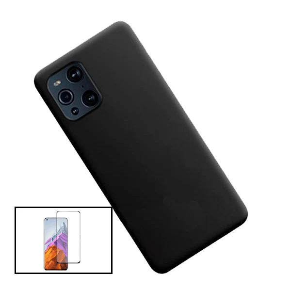 Kit Vidro Premium Full Cover + Capa Silicone Líquido para Oppo Find X3 Pro