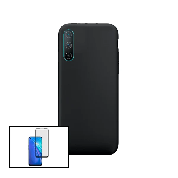 Kit Vidro Premium Full Cover + Capa Silicone Líquido para OnePlus Nord CE 5G