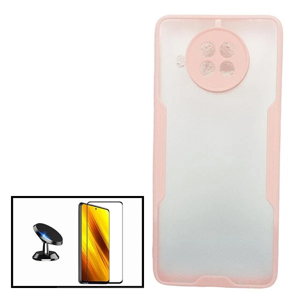 Kit Vidro Premium Full Cover + Capa Invisible Bumper + Suporte Magnético de Carro para Xiaomi Mi 10i