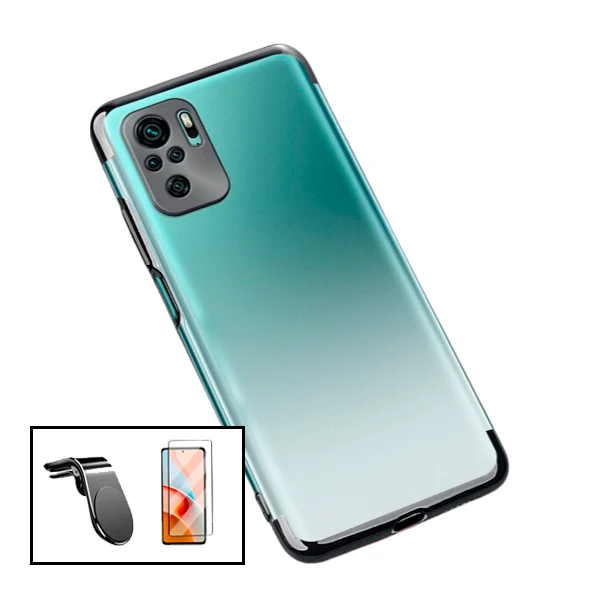 Kit Vidro Premium Full Cover + Capa SlimArmor + Suporte Magnético L Safe Driving Carro para Xiaomi Redmi Note 10s - Preto