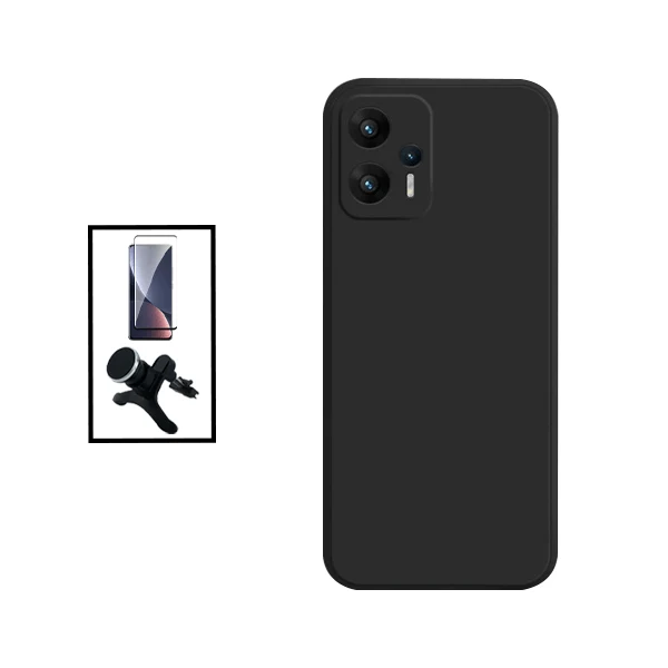 Kit Vidro Premium Full Cover + Capa Silicone Líquido + Suporte Magnético de Carro Reforçado para Xiaomi Redmi Note 11T Pro...