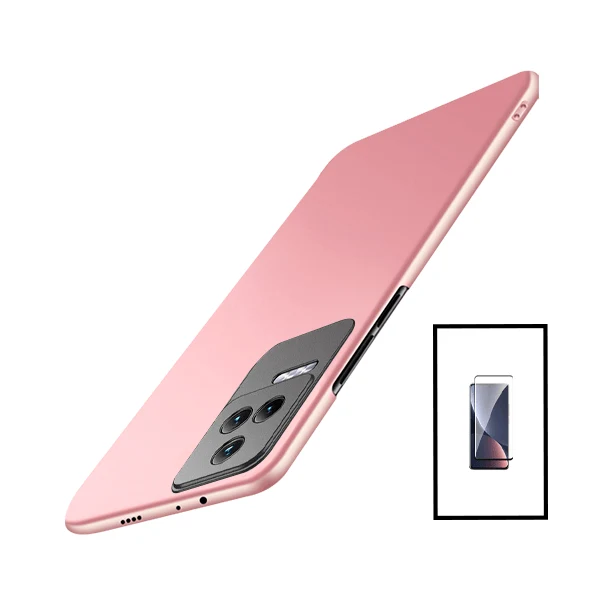Kit Vidro Premium Full Cover + Capa SlimShield para Xiaomi Poco F4 - Rosa