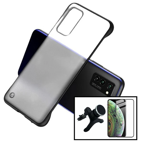 Kit Vidro Premium Full Cover + Capa Invisible Bumper + Suporte Magnético de Carro Reforçado para Xiaomi Redmi Note 8 2021