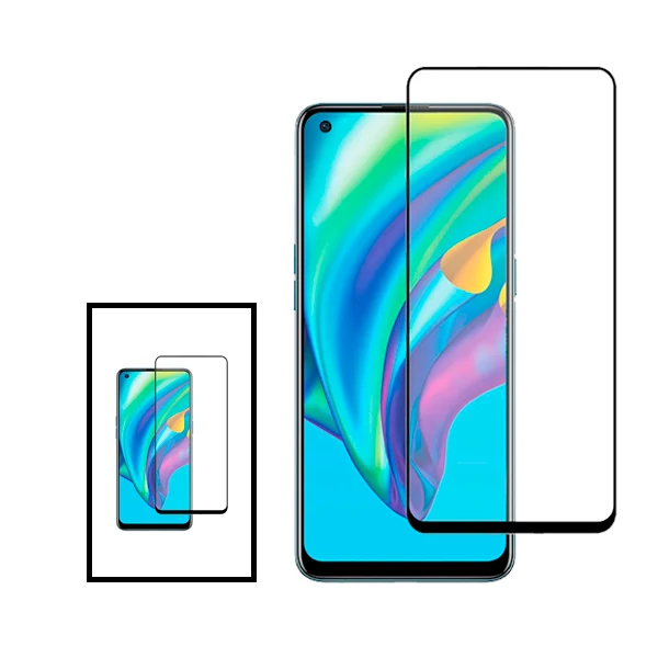 Kit 2 Vidro Premium Full Cover para Realme Narzo 50 - Transparente/Preto