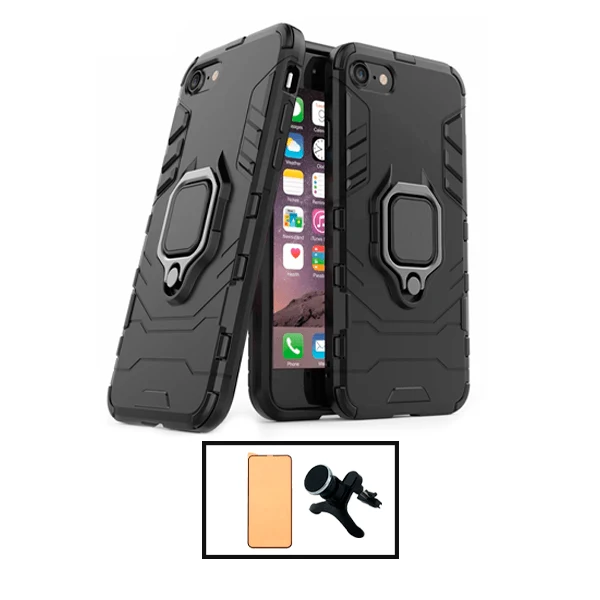 Kit Vidro Temperado CeramicGlass Full Cover + Capa 3X1 Military Defender + Suporte Magnético de Carro Reforçado para Apple...