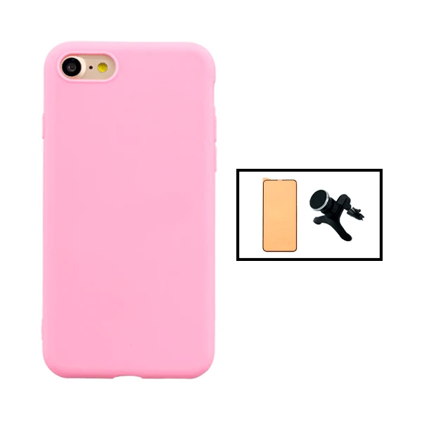 Kit Vidro Temperado CeramicGlass Full Cover + Capa Silicone Líquido + Suporte Magnético de Carro Reforçado para iPhone SE...