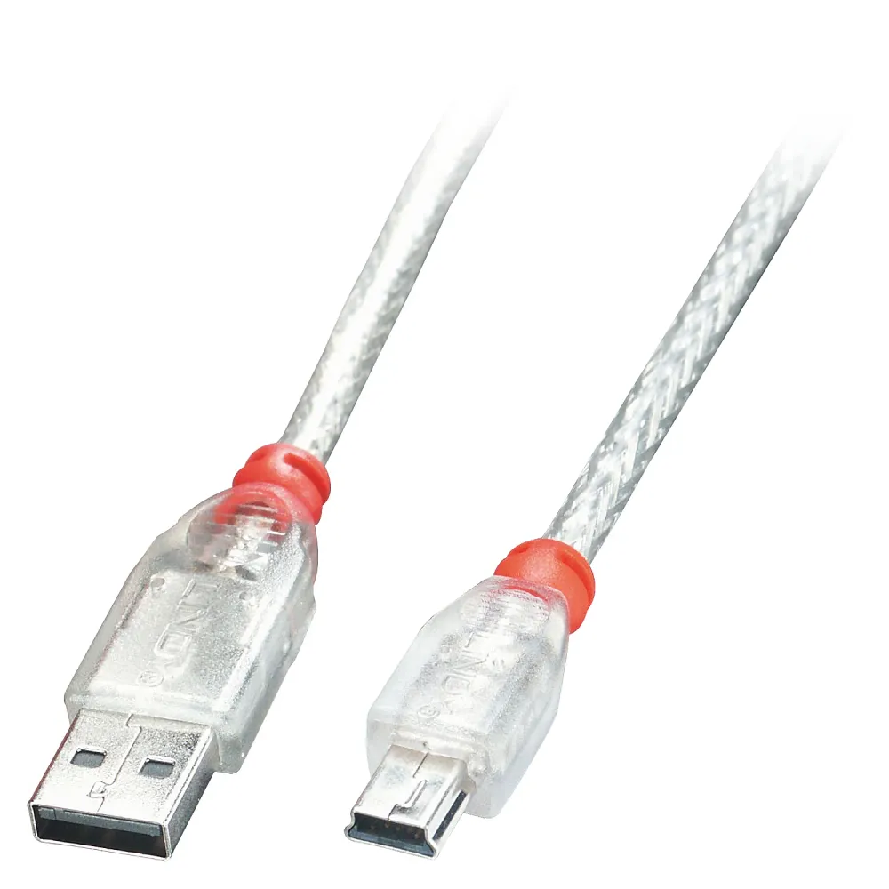 Lindy 41782 cabo USB 1 m USB 2.0 USB Mini-USB B Transparente