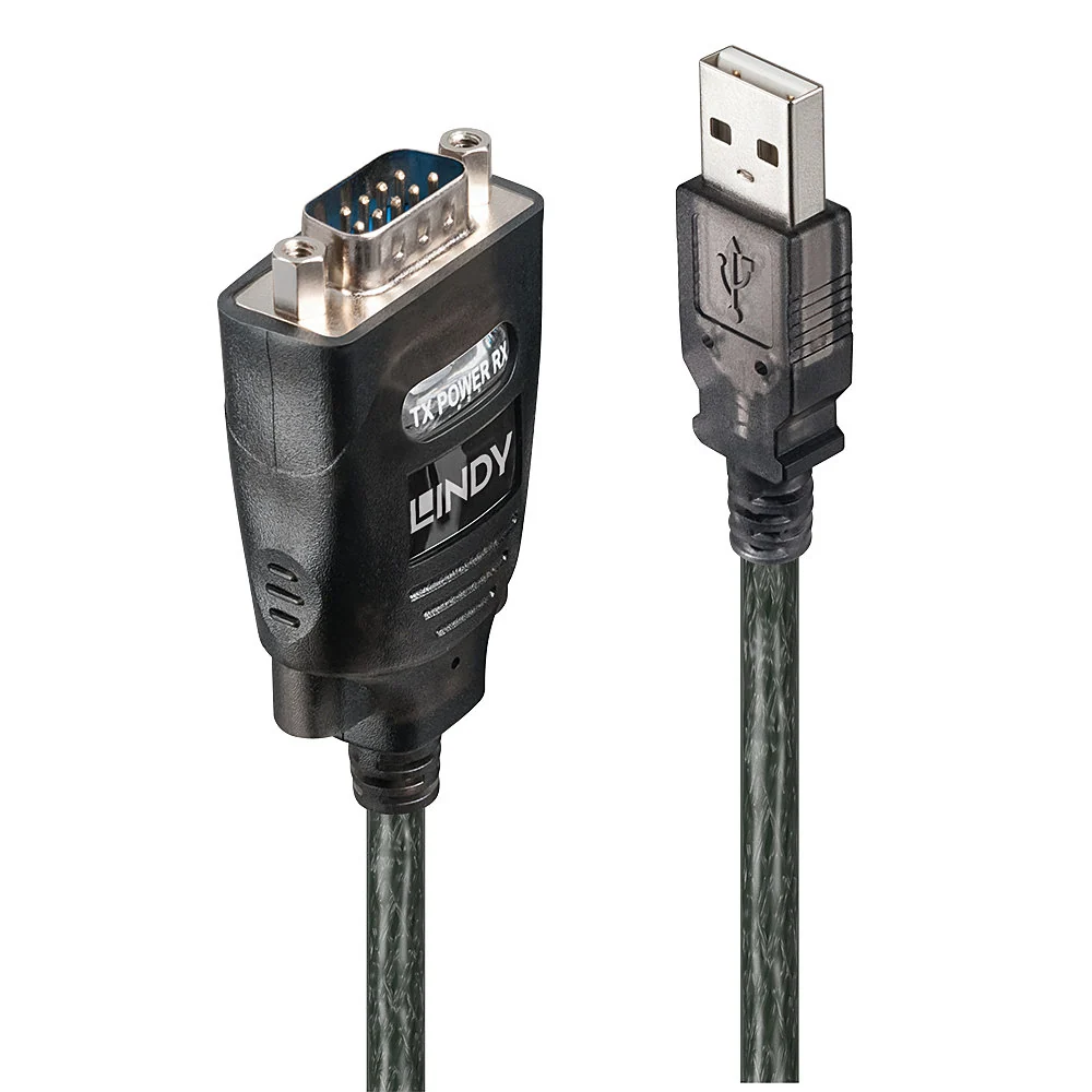 Lindy 42686 cabo de série Preto 1,1 m USB Type- DB-9