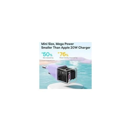 Mini Carregador USB-C Gan5 Baseus 20W - Roxo