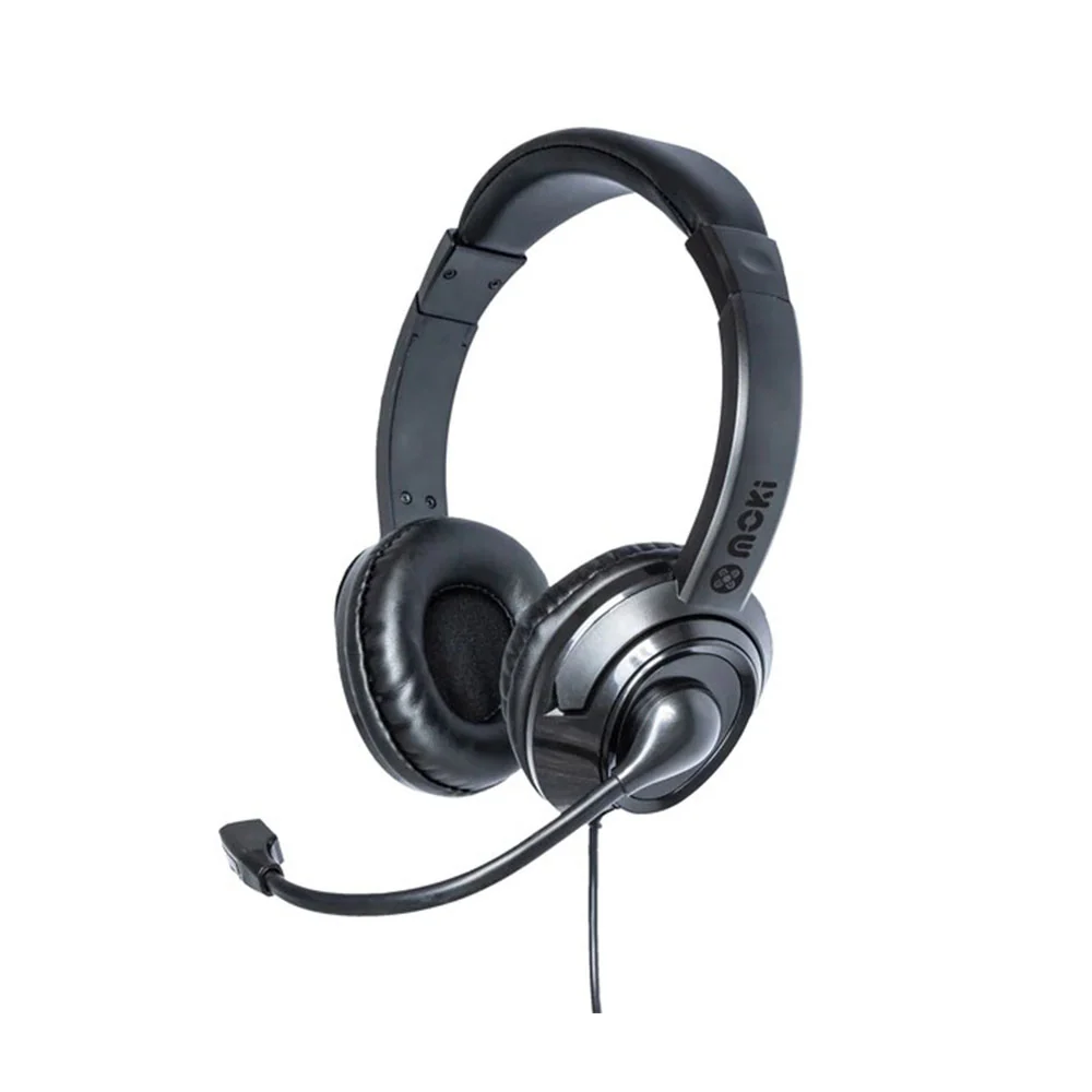 Fones de ouvido MOKI USB com microfone boom (preto)