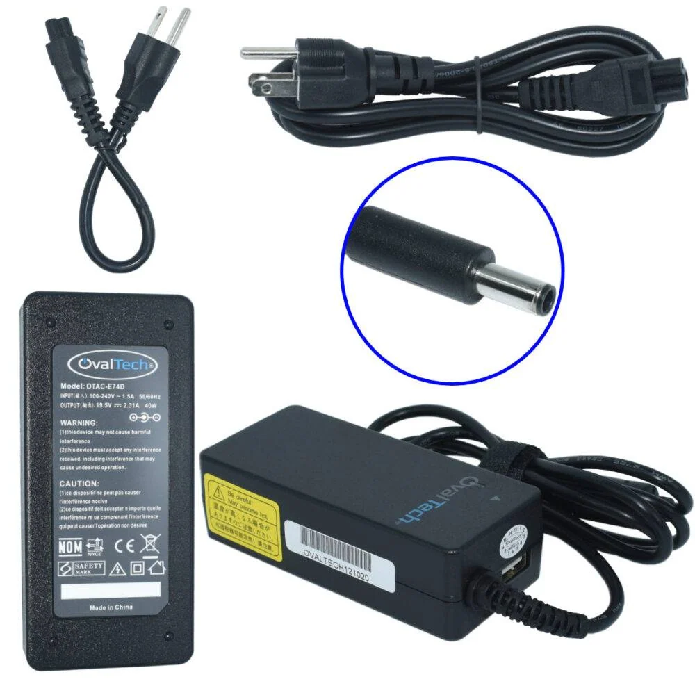 Adaptador de corriente para laptop OVALTECH 19.5V/2.31AH para DELL, Dell XPS 13 9343-4143 Notebook Dell XPS 13 L322X Ultra...