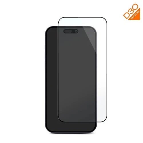 Película Ecrã Vidro Temperado Flexível Puro Nano Glass D3O® para iPhone 15 Plus - Moldura Preta
