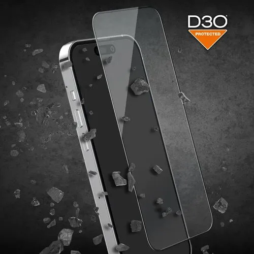 Película Ecrã Vidro Temperado Flexível Puro Nano Glass D3O® para iPhone 15 Plus - Moldura Preta