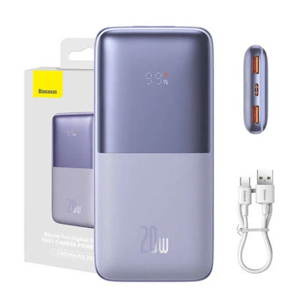 POWERBANK BASEUS BIPOW PRO 10000MAH, 2XUSB, USB-C, 20W (ROXO)