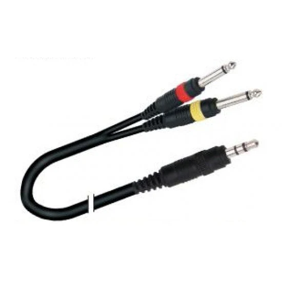 Cable Miniplug estereo dos plug ¼ mono 5 MTRS PRODB