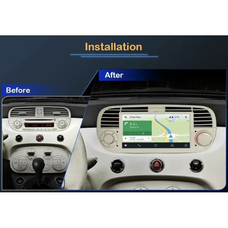 Radio CarPlay Android Auto Bluetooth USB Fiat 500