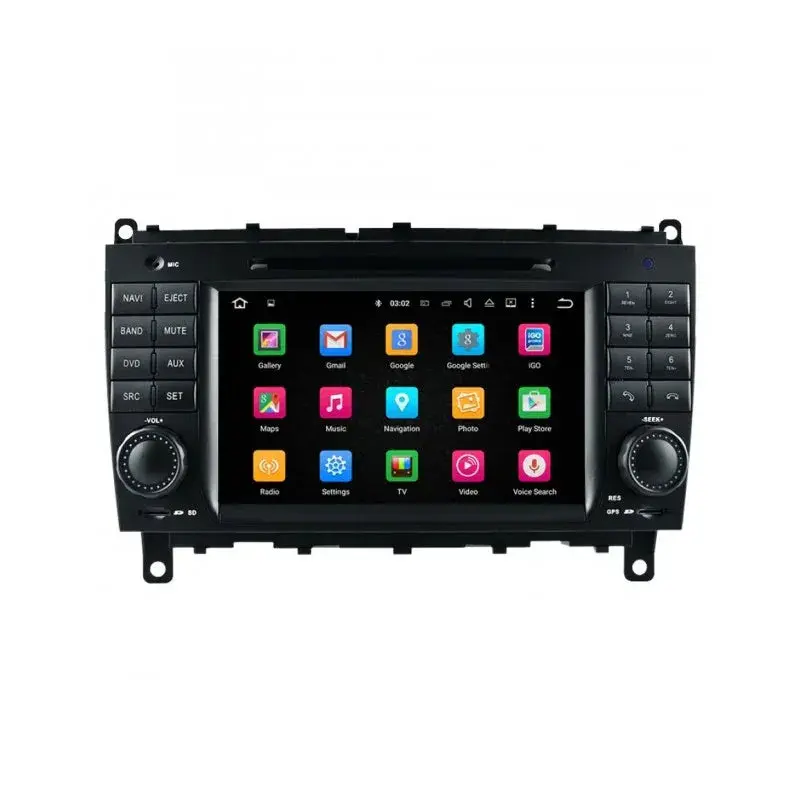 Rádio Android 13 para Mercedes CLK C209 / A209 CarPlay & Android Auto | 7” Tátil | GPS | Wi-Fi | Plug & Play