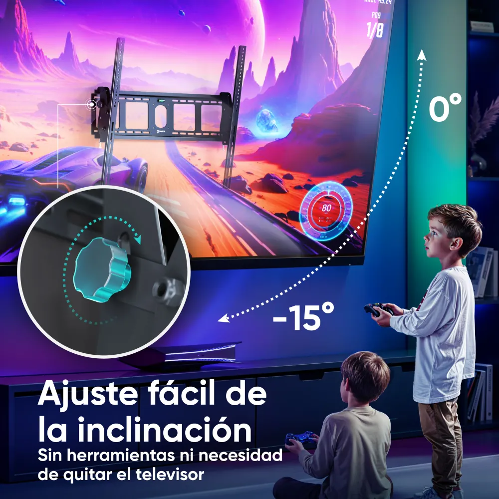 Soporte TV pared 55"-100" inclinable de hasta 75 kg, UT4 Negro