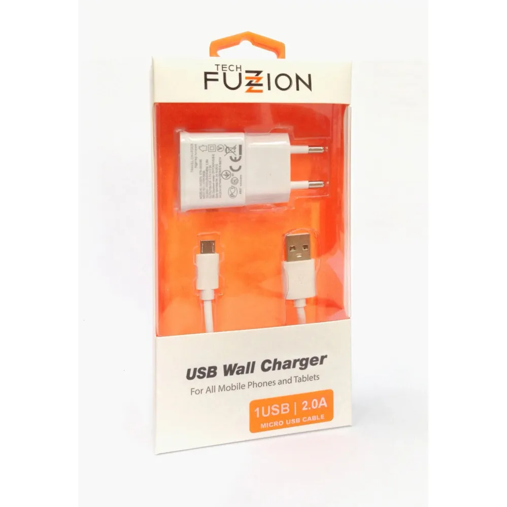 Carregador USB Tech Fuzzion ACECHA0582WH | Cabo Micro-USB