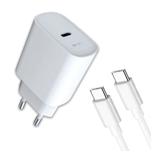 Carregador USB TIPO C com Power Delivery + Cabo USB-C4-Ok 20W - Branco