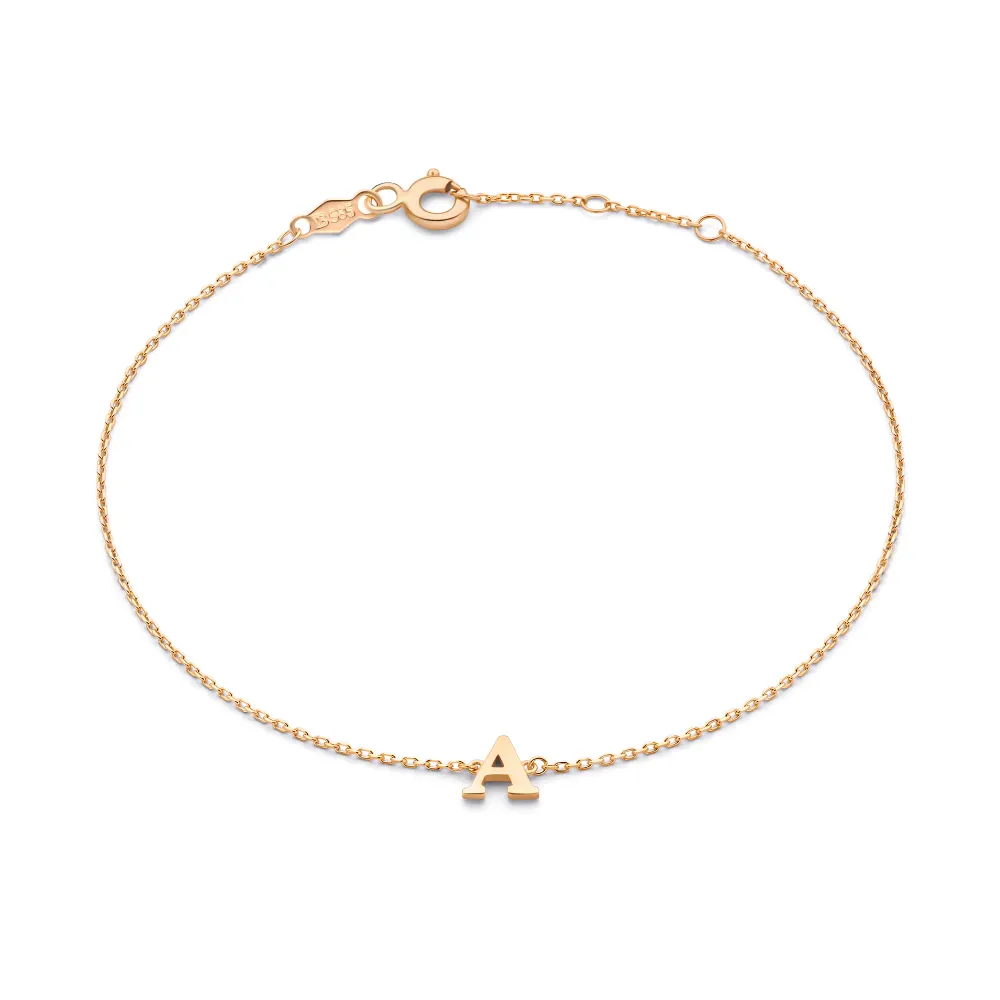La Concorde Rachel Pulseira com iniciais em ouro rosa de 14 quilates com letra