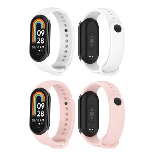 Extensor de Pulseira Pack Braceletes 4-OK para Pulseira de Atividade Xiaomi Mi Band 8 - 2 Unidades - Rosa/ Branca
