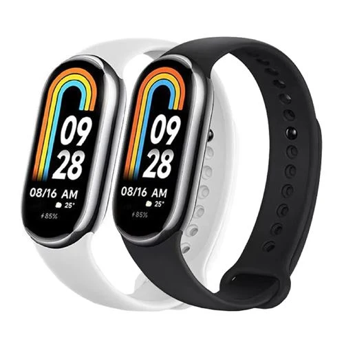 Protetor de Tela Pack Braceletes 4-OK para Pulseira de Atividade Xiaomi Mi Band 8 - 2 Unidades - Preta/ Branca