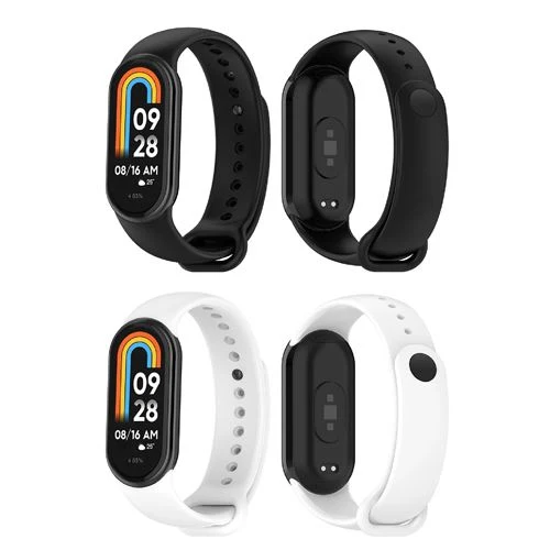 Protetor de Tela Pack Braceletes 4-OK para Pulseira de Atividade Xiaomi Mi Band 8 - 2 Unidades - Preta/ Branca