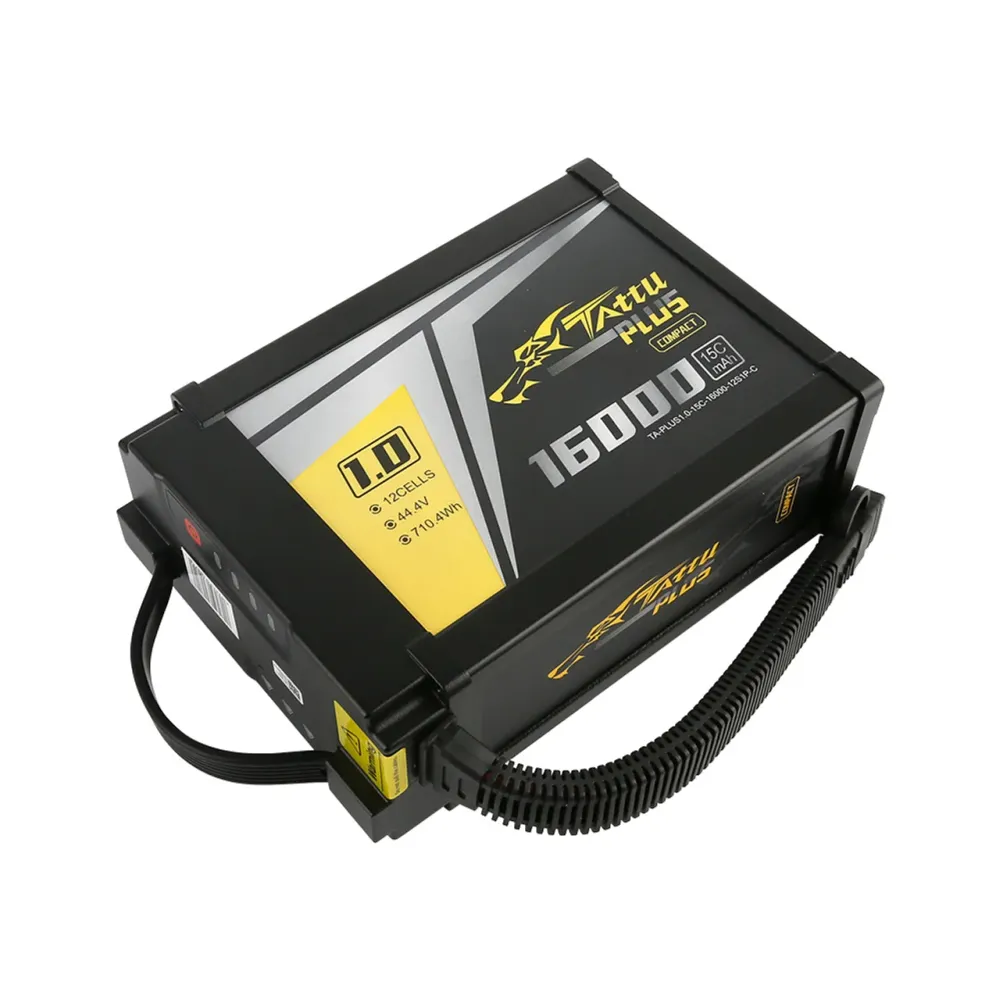 Tattu Plus 1.0 Versão Compacta 16000mAh 44,4V 15C 12S1P Lipo Bateria Inteligente Com Plugue XT90-S