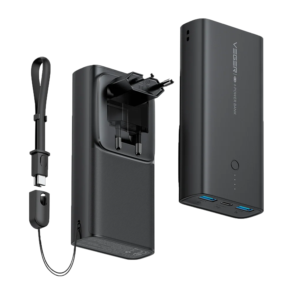 VEGER POWER BANK COM LED DE CARREGAMENTO 10.000MAH