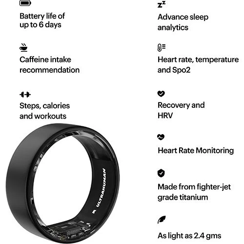 Anel Inteligente Ultrahuman Ring Air - Fosco Grey - Tamanho 10 (20.75 mm)