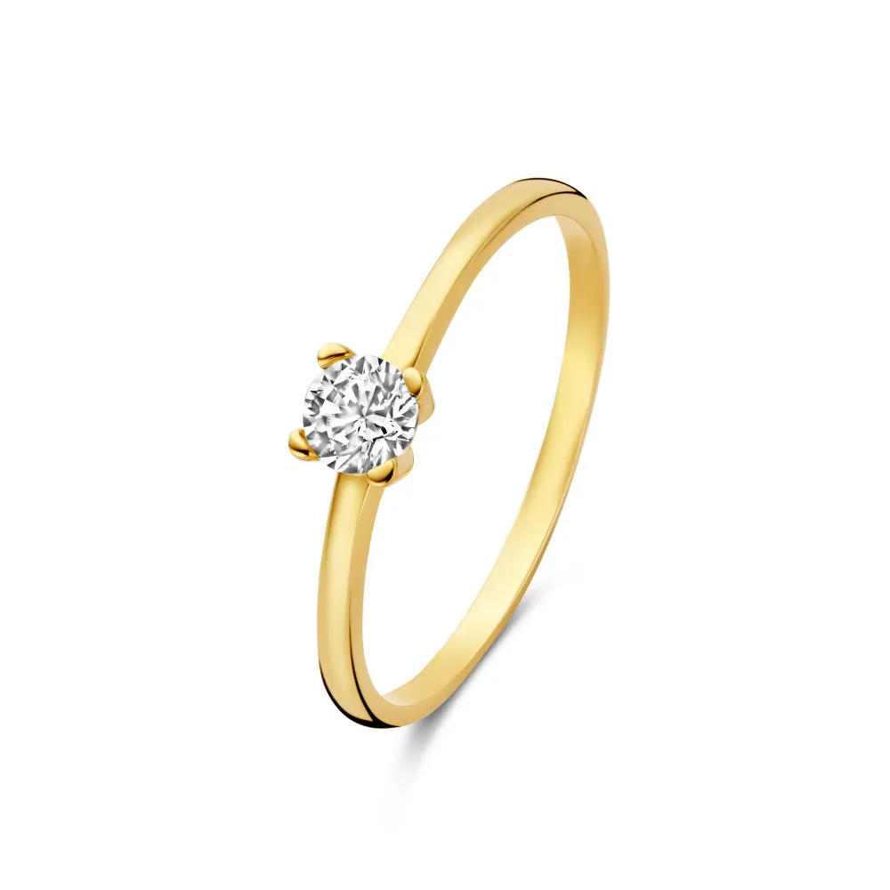 Certificado IP68 Le Marais Isidora anel de ouro de 14 quilates com zirconia
