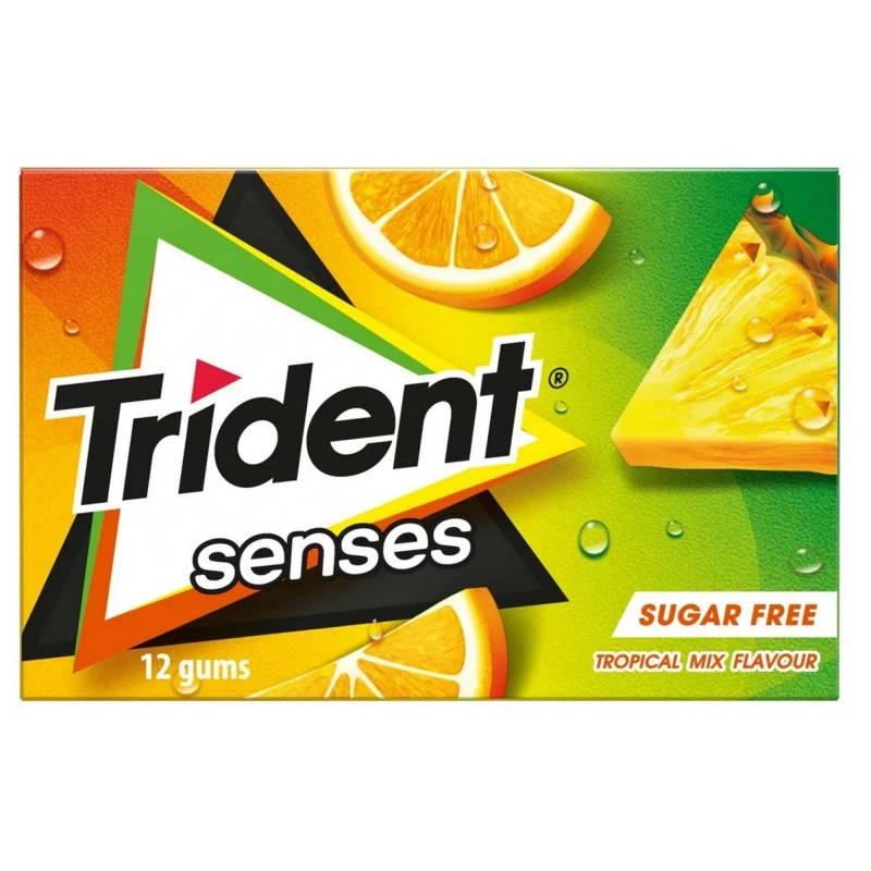 Chicletes Tropical s/çucar Trident Sense 12x em Titânio Escovado