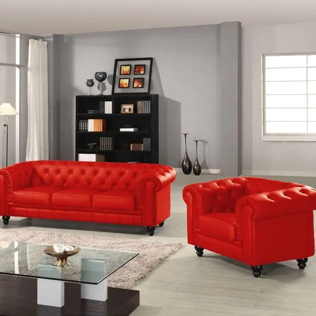 Grande poltrona Chesterfield vermelha