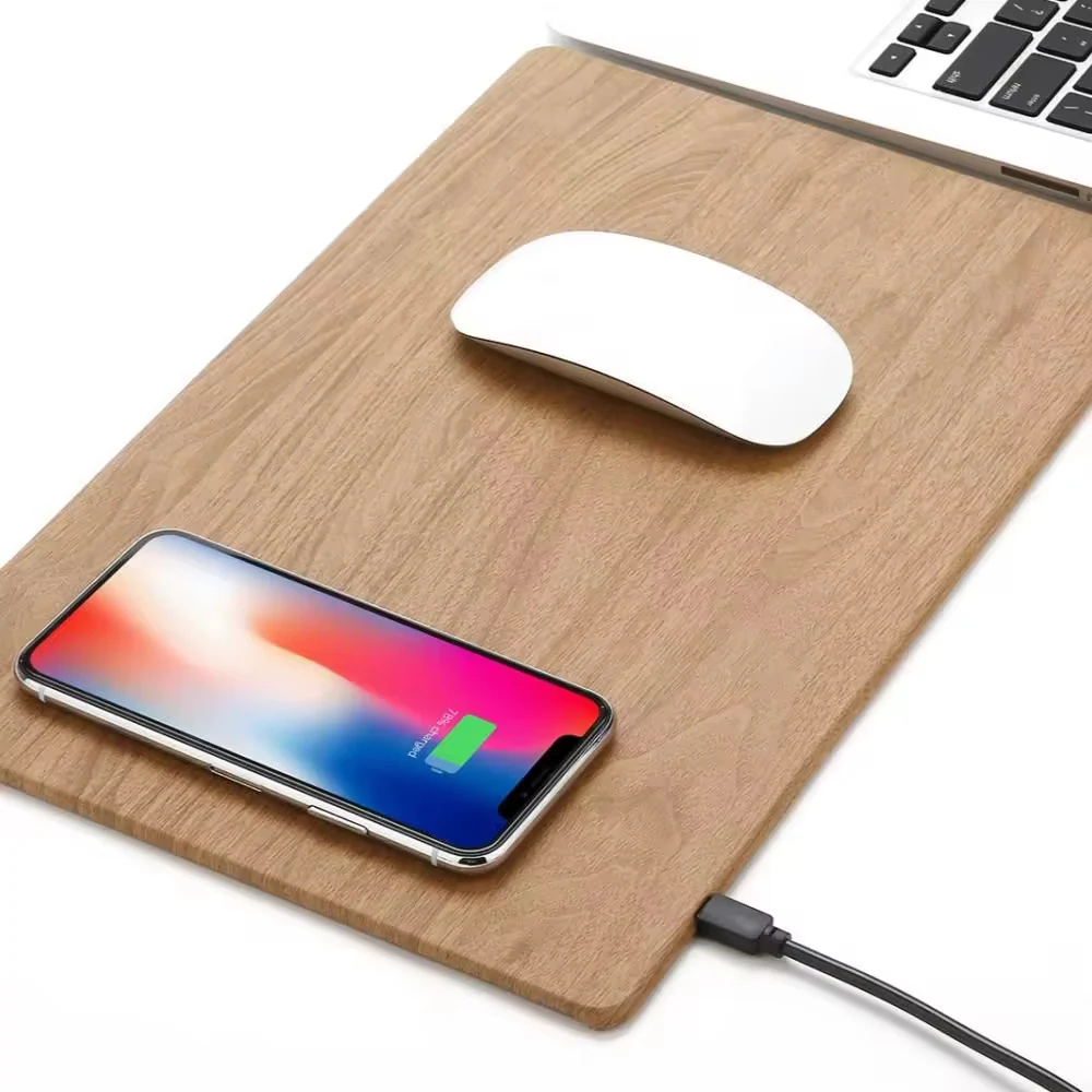 Tapete de Rato Wood com Carregamento Wireless - Castanho Óbvio