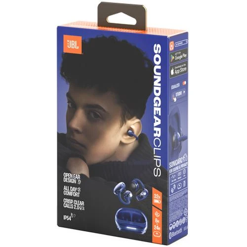Conforto Ergonômico Auriculares True Sem fio Bluetooth JBL Soundgear Clips - Azul