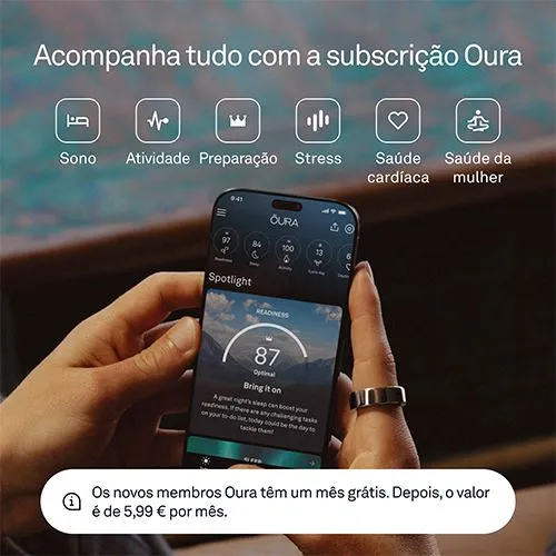 Monitor de Atividade Anel Inteligente Oura Ring4 - Negro - Tamanho 6
