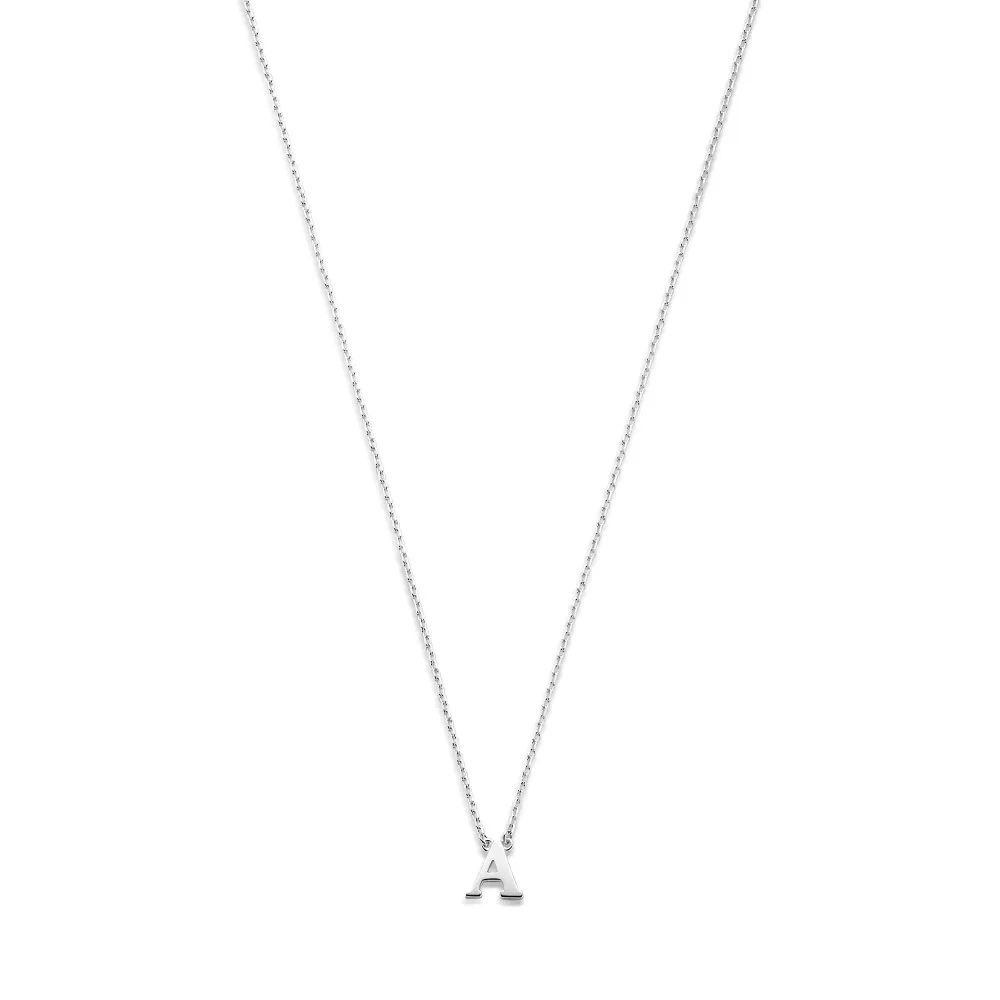 Premium à Prova D'Água Saint Germain Chloé Collier inicial em ouro branco de 14 quilates com letra