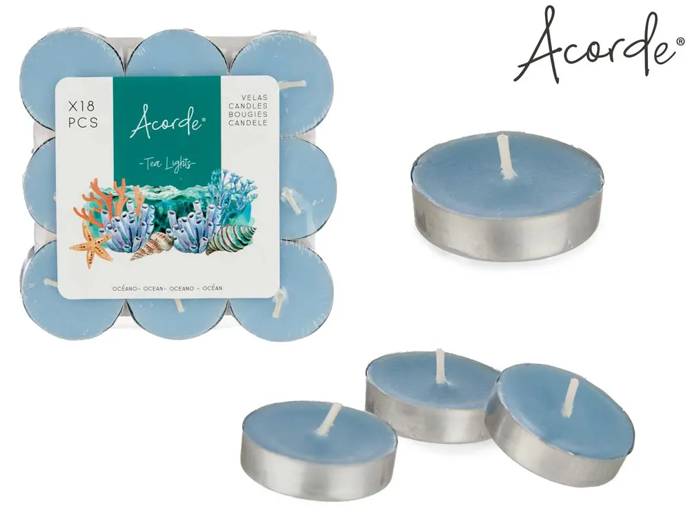 Velas Oceano Acorde 18x em Azul Metálico