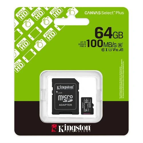 64GB MICROSDXC CANVAS SELECT PLUS GEN3 100MBS A1 CARD + ADAPTER