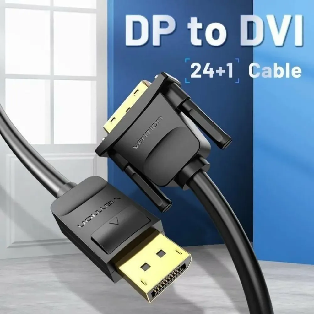 Adaptador DisplayPort para adaptador DVI Vention HAFBG Preto 1,5 m