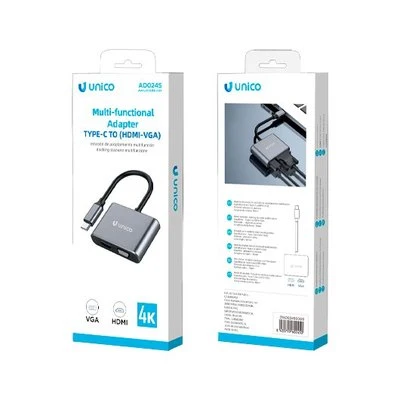 ADAPTADOR UNICO USB TIPO(C) HDMI Y VGA