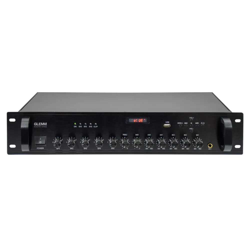 Amplificador Audio 100V 160W FM/USB/MP3 - 5 Zonas