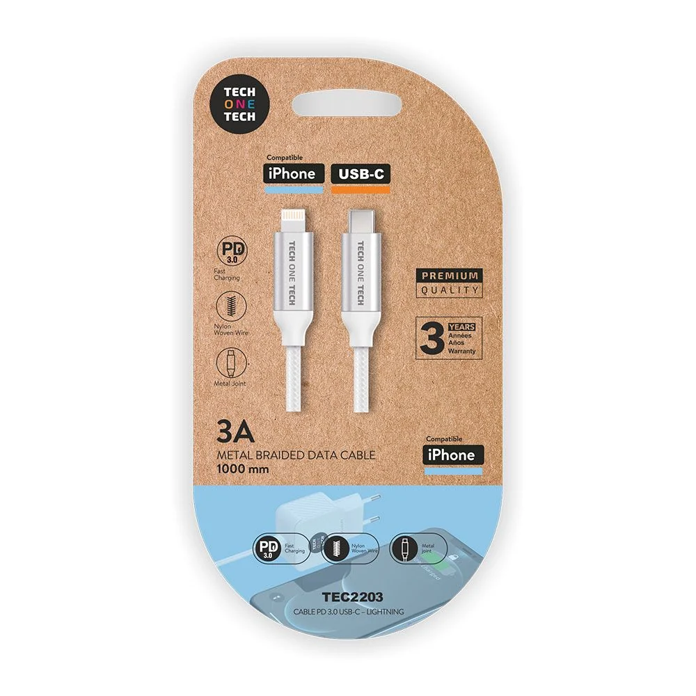 CABLE LIGHTNING TECH ONE TECH TEC2203 LIGHTNING MACHO - USB TIPO-