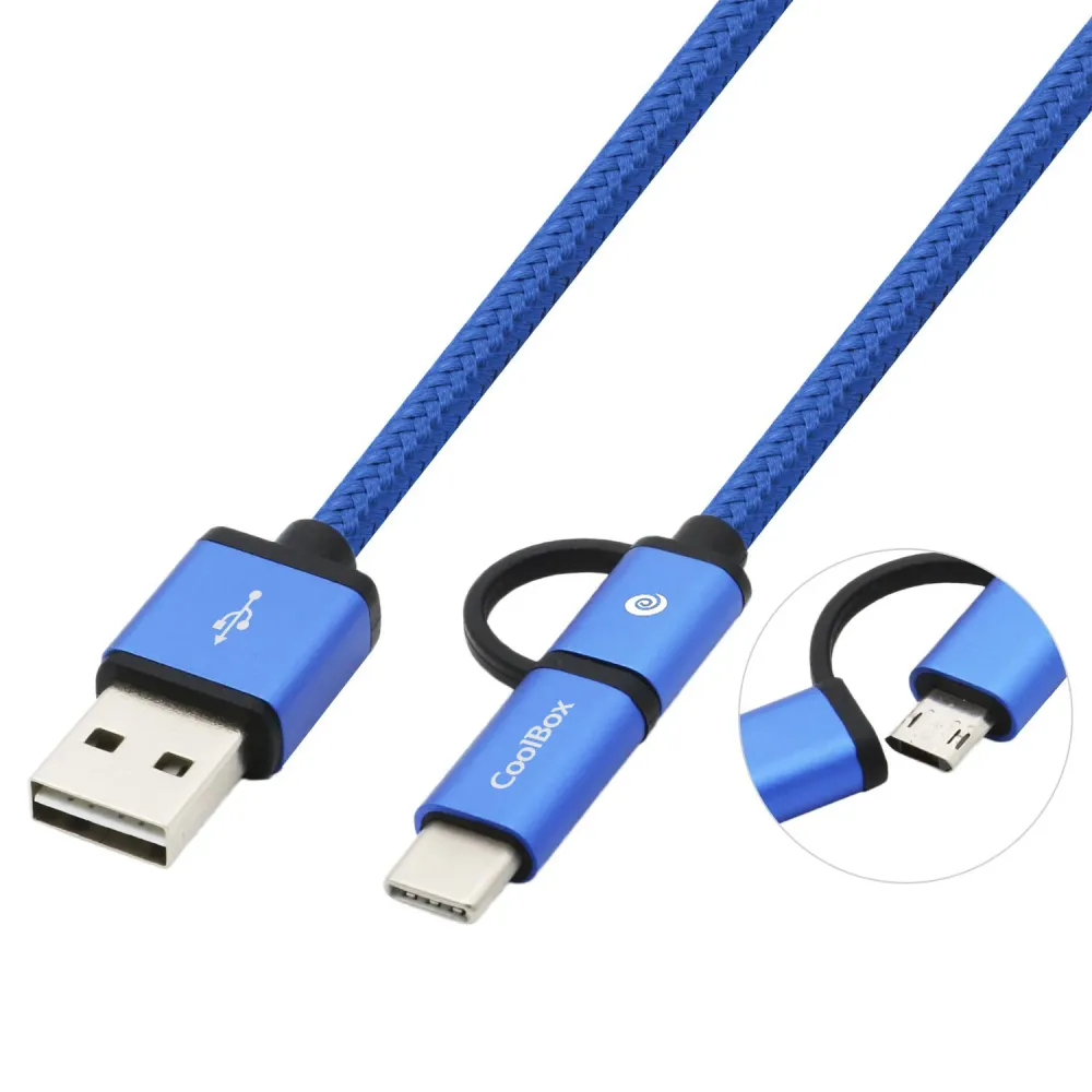 CoolBox COO-CAB-U2MC-BL cabo USB 1 m USB 2.0 USB USB C/Micro-US